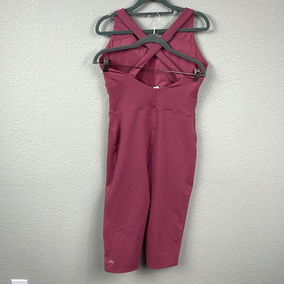SOLD - New Alo Yoga Airbrush Physique Onesie Mars Clay Mauve Romper Lounge Sz L - Picture 6 of 14